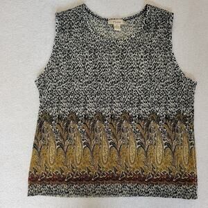 Vintage Plisse XL Micro Accordion Crinkle Sleeveless Tank Top Jewel Tones